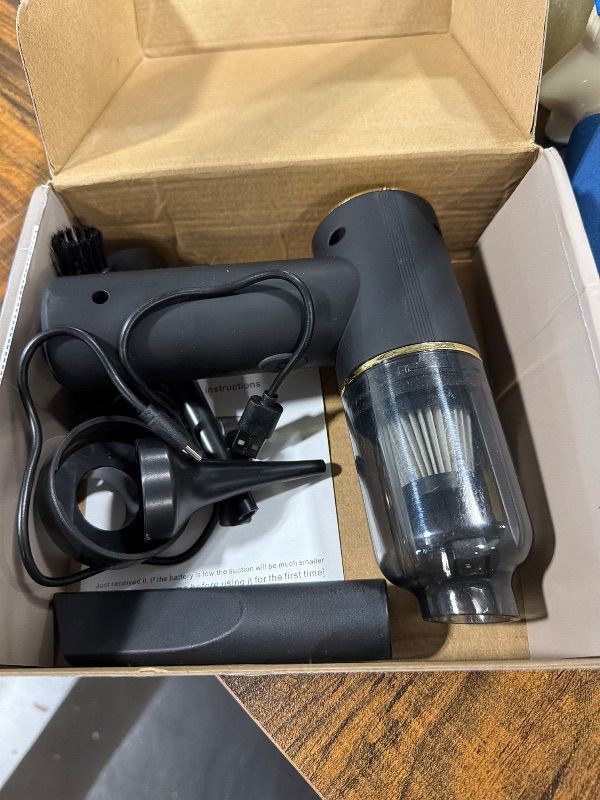 Photo 1 of *MAJOR DAMAGE*
JONEME Car Vacuum Cordless Cleaner High Power 12000PA,6 in 1 Hand Held Vacuum Cordless Rechargeable Air Blower & Pump & Air Duster,Small Mini Handheld Vacuum for Car,Home,Office,Pet Hair