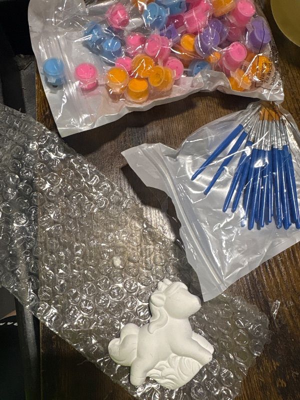 View 3 of **MISSING CERAMIC UNICORS/ONLY ONE**PAINT AND BRUSHES ONLY**
Simgoing 20 Set Unicorn Ceramic Painting Kit DIY Ceramic to Paint Your Own Unicorn Figurines Unpainted Plaster Arts and Craft for Adults Holiday Birthday Party Favors