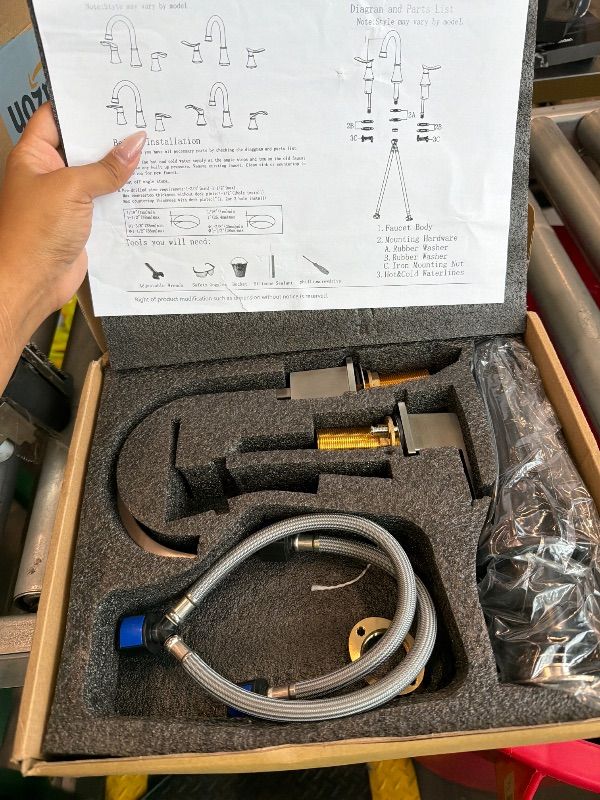 Photo 1 of *MISSING PARTS - see clerk notes*
NOHALIPY Widespread 8 Inch Brushed Nickel Bathroom Sink Faucet, Waterfall Nickel Stainless Steel Bathroom Faucet for Sink 3 Hole, Vanity Lavatory Sink Faucets with Drain & Water Hoses
