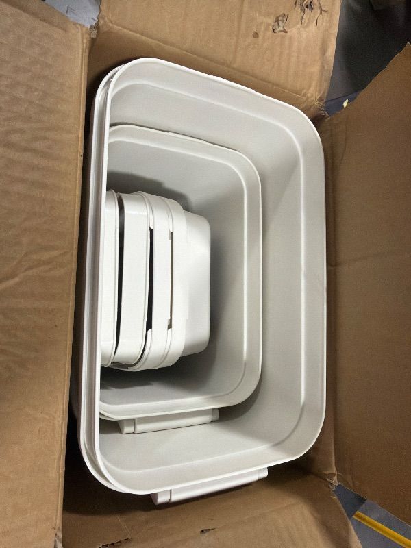Photo 1 of *ITEM IS DIRTY*
ELFULLY 2 Pack Bathroom Trash Can with Lid, 2.6 and 1.6 Gallon Plastic Slim Garbage Can, Small Wastebasket with Swing Lid, Trash Bin for Kitchen Bedroom Office Toilet, Under Desk Sink Cabinet, Gray ** MISSING LID FOR LARGER CAN ***