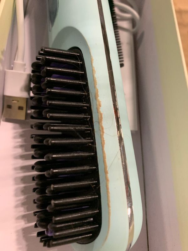 Photo 1 of ** DIRTY ON SIDE ** Go Brush Pro, 2026 Cordless Hair Straightener Brush 3 Adjustable Temperature Portable USB Charging Straightener Suitable for All Hair Types (Light Blue)