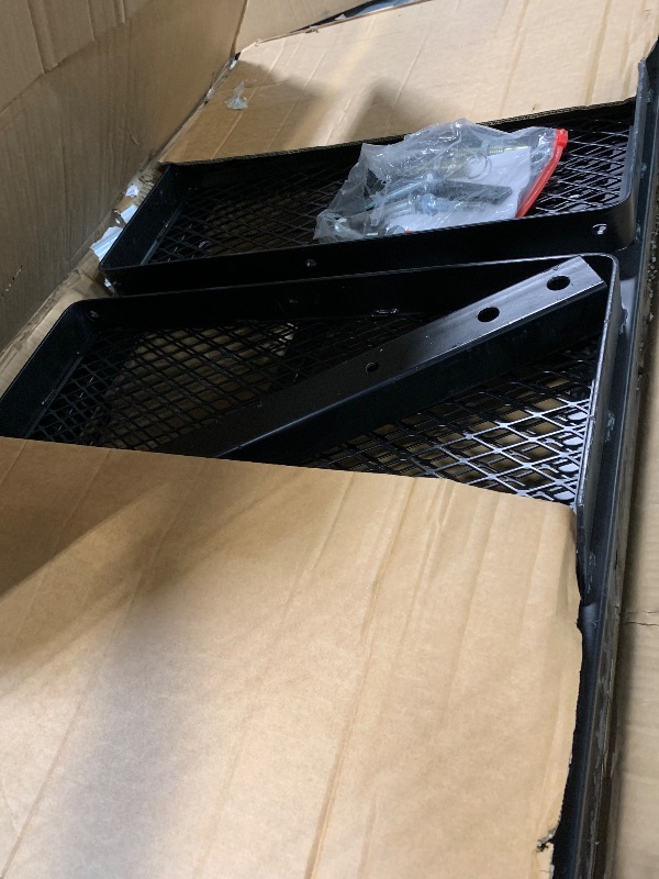 Photo 1 of **Missing Parts**
ECOTRIC 46.2 X 26.8 X 38.7 Inch Hitch Cargo Carrier W/Ramp Foldable 500 Lbs Trailer Hitch Mount Steel Wheelchair Carrier Mobility Scooter Ramp 2" Hitch Receiver for Snow Blower SUV Truck Van Car