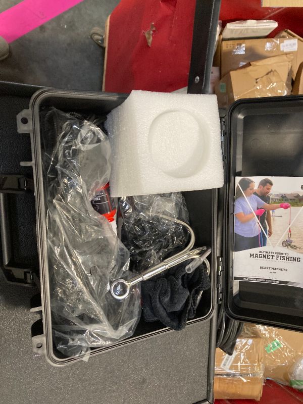 Photo 1 of *MISSING ACCESSORIES*1000LB Complete Magnet Fishing Kit | Double Sided Fishing Magnet Kit with Case | Includes Strong Neodymium N52 Magnets, Durable 65ft Rope, Carabiner, Gloves, Grappling Hook & Carry Case