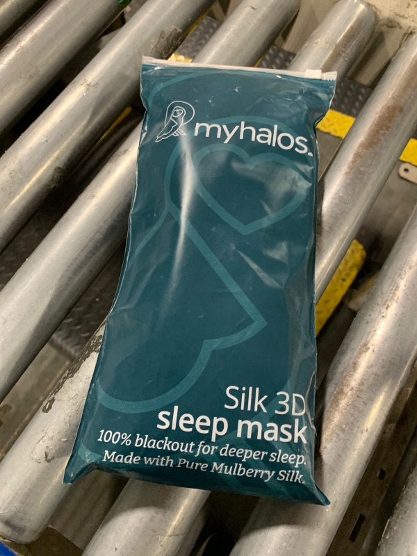 View 2 of ** USED** MyHalos 3D Mulberry Silk Sleep Mask for Women & Men with Cups, Blackout - Silk Eye Masks for Sleep Anywhere, Travel, Night, Face, Side - Eye Cover, Sleeping Mask, Eyemask, Sleepmask, Black
