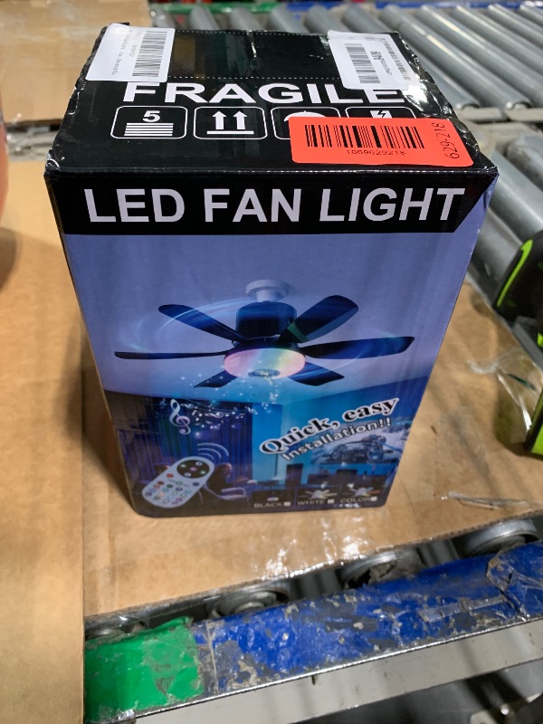 Photo 1 of *UNTESTED*
GDLUOAO Socket Fan Light with Remote, Socket Breeze Ceiling Fan with Bluetooth Speaker, RGB, 3 Colors, 3 Fan Speed, 18.5" Small Ceiling Fans with Lights Screw in Ceiling Fan for Bedroom Garage, Black