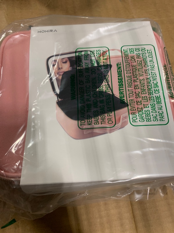 Photo 1 of ***MIRROR NOT INCLUDED*** MOMIRA Makeup Train Case with Light & Mirror Large Cosmetic Organizer with Adjustable Dividers for Cosmetics,10X Magnifying Makeup Mirror,Pink