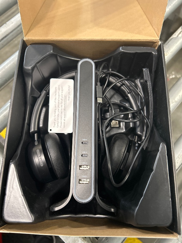 Photo 1 of ***SPEAKERS DEFECTIVE, SELLING FOR PARTS, FINAL SALE***Bluetooth Headset, Wireless Headset with Mic for Work, Qualcomm Chipeset Dongle, V5.4 Headsets with Microphone for Work, Wireless Noise Cancelling Headphones Busy/Mute Light for PC Computer Office WFH