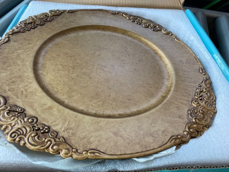 View 3 of *MISSING PARTS*
MAONAME Antique Gold Charger Plates, Round Antique Plate Chargers for Dinner Plate, 13" Plastic Charger for Plates, Wedding Table Setting, Set of 6