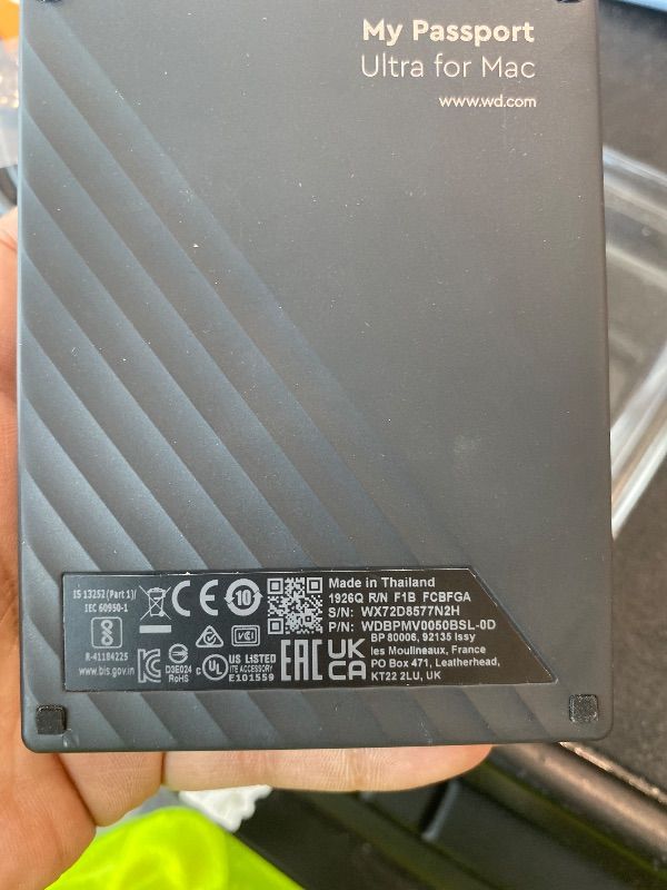 Photo 1 of *UNTESTED*
WD 5TB My Passport Ultra for Mac Silver, Portable External Hard Drive, backup software with defense against ransomware, and password protection, USB-C and USB 3.1 - WDBPMV0050BSL-WESN