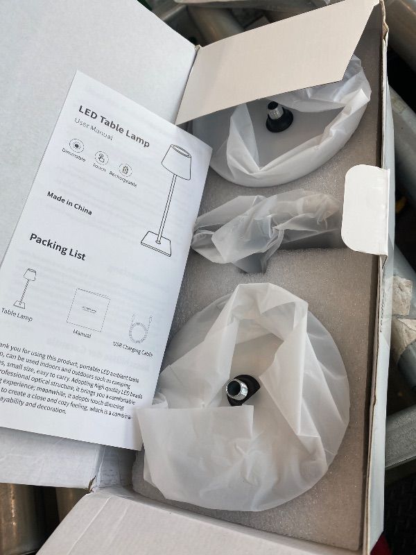 Photo 1 of *MINOR DAMAGE - USED*
KDG 2 Pack Cordless Table Lamp, Portable LED Desk Lamps, 5000mAh Battery Operated, 3 Color Stepless Dimming Up, for Restaurant, Bedroom, Outdoor Camping, Coffee Shop, Night Light, Rechargeable (Black)