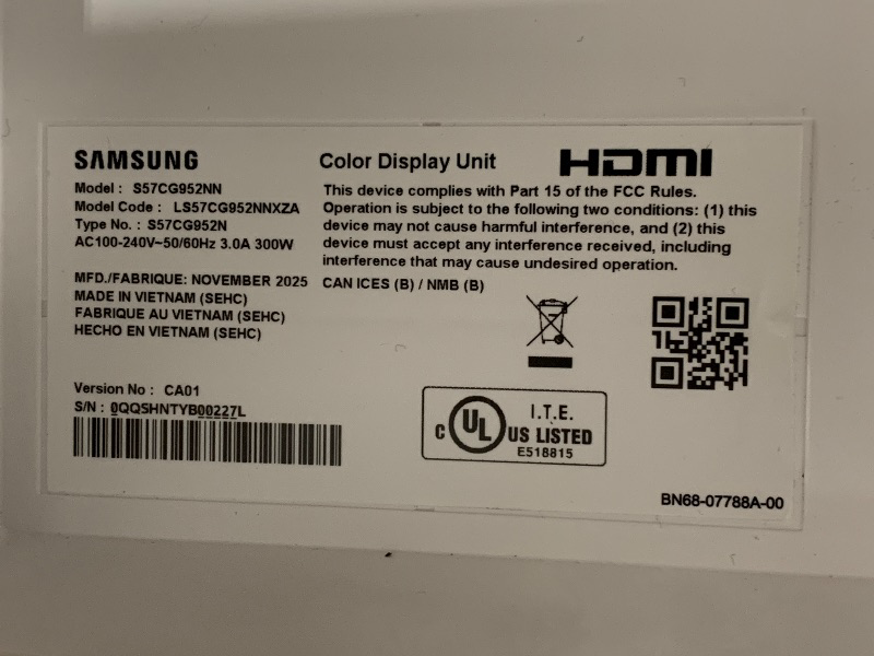 View 5 of (4/17/2026 ***FINAL SALE/NO RETURN, SOLD AS PARTS***)
Samsung 57" Odyssey Neo G9 (G95NC) Series Dual 4K UHD 1000R Curved Gaming Monitor, 240Hz, 1ms with DisplayPort 2.1, Quantum Mini-LED, DisplayHDR 1000, AMD FreeSync Premium Pro, LS57CG952NNXZA