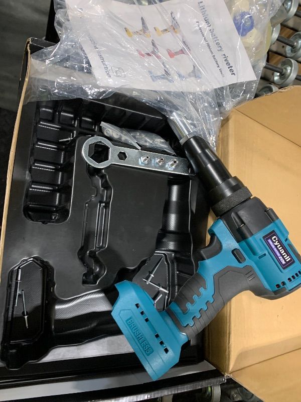 Photo 1 of ***BLUE, BATTERY NOT INCLUDED, SELLING FOR PARTS, FINAL SALE***Upgraded Cordless Rivet Gun Compatible with Makita 18V Battery,Electric Rivet Gun Tool with 3 Size (1/8", 5/32", 3/16") Aluminum Rivets,Brushless Motor Rivet Gun Kit with Led Light(No Battery)