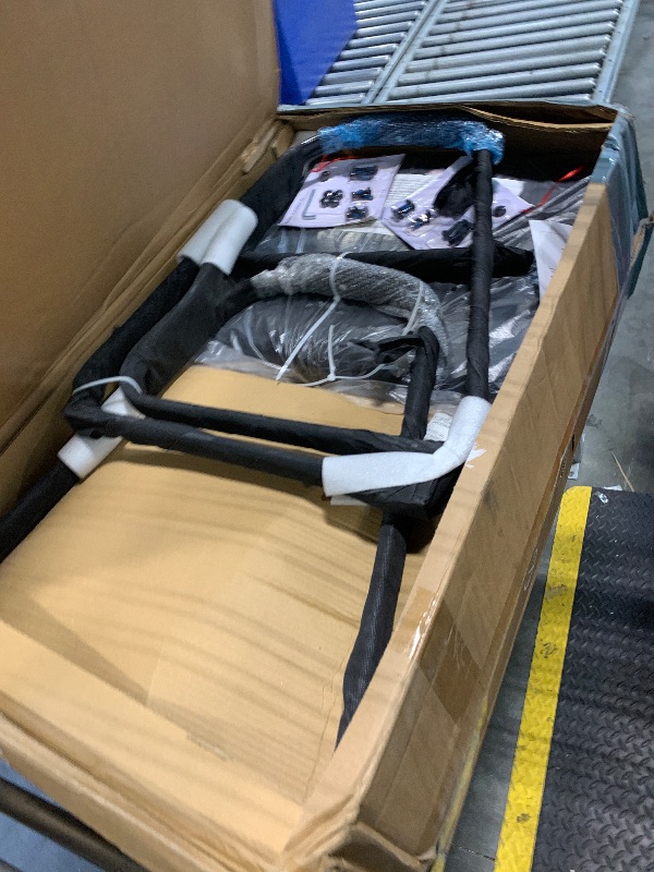 Photo 1 of ***Loose Hardware In Box*** Sweetcrispy Waiting Room Guest Chair Set of 4, Leather Stationary Office Reception Chairs No Wheel, Comfy Padded Arms and Seld Base, for Conference Room Lobby Home Computer Desk Bedroom Elderly, Black