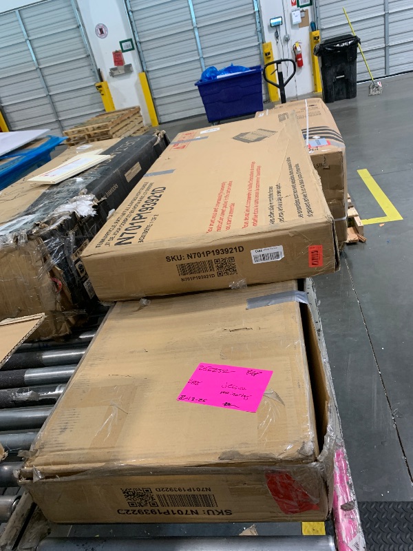 Photo 1 of ** UNTESTED / TWO BOX *** Merax Full Bedframe with Full Size Trundle and Footboard, Vintage Wooden Daybed Platform Bed with Natural Rattan Headboard, Noise-Free, No Box Spring Needed, Antique Walnut