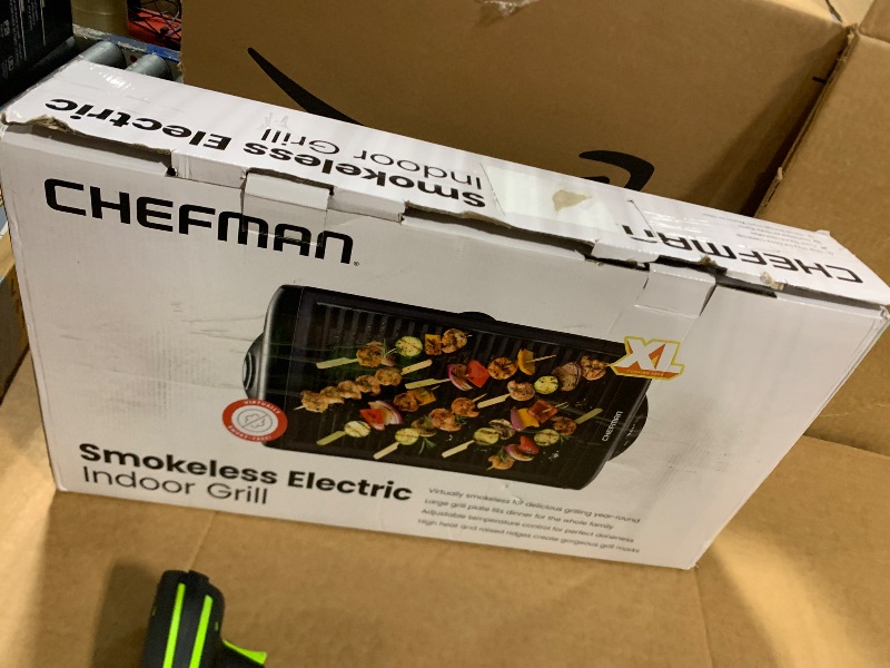 Photo 1 of *dirty* Chefman Electric Smokeless Indoor Grill w/ Non-Stick Cooking Surface & Adjustable Temperature Knob from Warm to Sear for Customized BBQing, Dishwasher Safe Removable Water Tray, Black