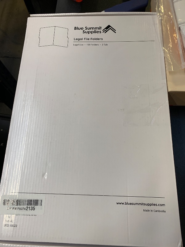 Photo 1 of 100 Blue Summit Legal Size Manila File Folders, 1/2 Cut Tab for Office, Classroom, or Home Organization, Durable 11 Point Paper for Bills, Records & Documents