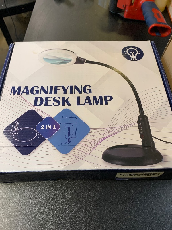 Photo 1 of 10X Magnifying Glass with Light and Stand, LED 5 Color Modes, Brightness Stepless Dimming Lighted Magnifier Hands Free, Flexible Gooseneck Desk Lamp with Clamp for Close Works, Crafts, Hobby, Painting