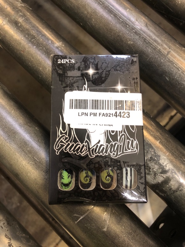 Photo 1 of 24Pcs Halloween Press on Nails Short Oval Fake Nails with Pumpkin Designs Spooky Cute Black Halloween Nails Round Acrylic Glue on Nails Holiday Stick on Nails for Women Girls