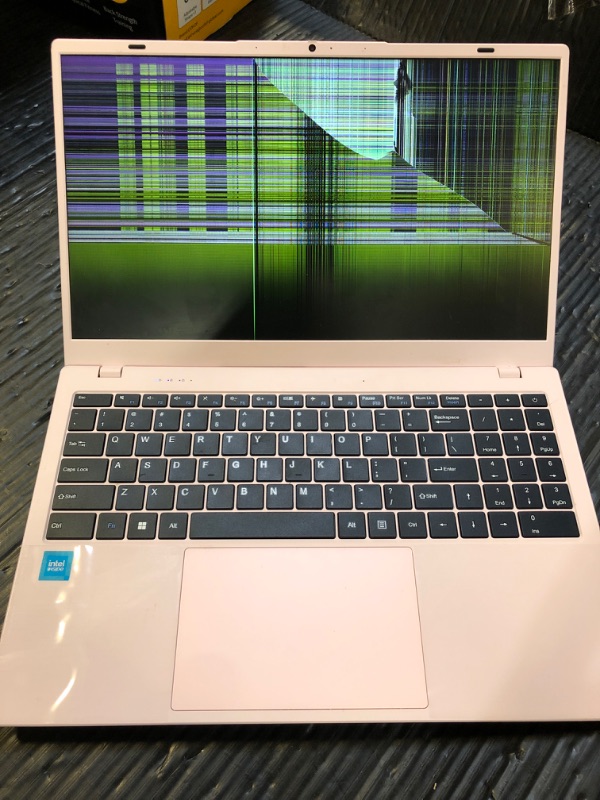 Photo 1 of (FOR PARTS, SCREEN BROKEN) INHONLAP Pink Laptop, N150 Processor, Up to 3.6 GHz, 12GB RAM 512B SSD, 15.6 Inch FHD IPS Display Laptop Computer, WiFi 6, BT 5.2, Webcam, USB-C, Long Lasting Battery
