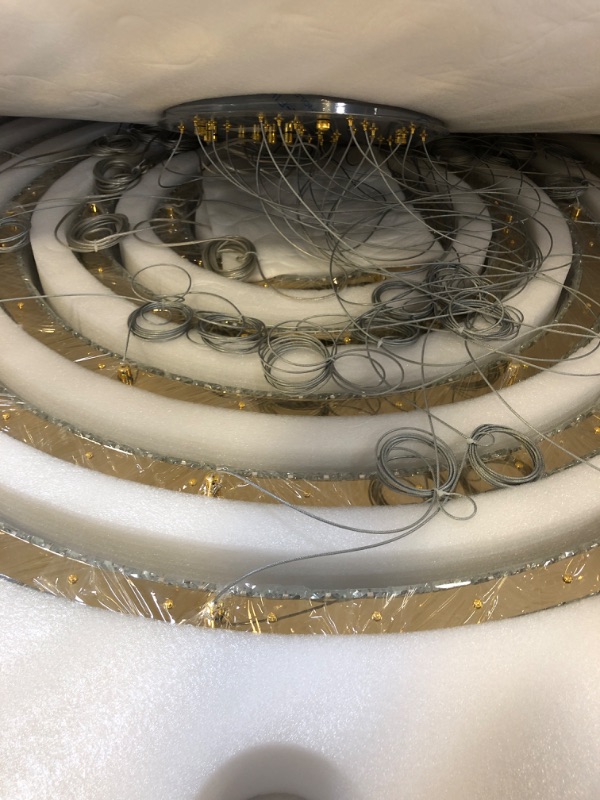 Photo 1 of IDEQUY Extra Large Ring Chandelier Modern LED Gold 6 Ring Chandelier for High Ceiling Long Stair Crystal Chandeliers D8+15.7"+23.6"+31.5"+39.4"+47.5"