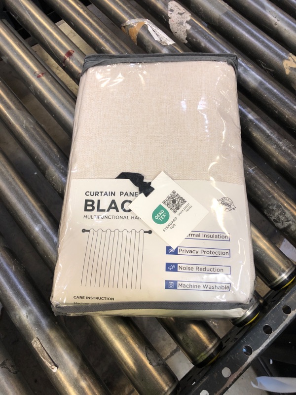 Photo 1 of 100% Blackout Shield Linen Blackout Curtains for Bedroom 84 Inches Long, Back Tab/Rod Pocket Living Room Drapes, Thermal Insulated Blackout Curtains 2 Panels Set, 50" W x 84" L, Cream