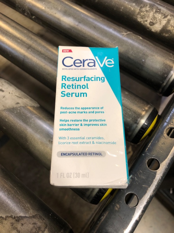Photo 1 of CeraVe Resurfacing Retinol Serum For Post Acne Marks, Formulated With Licorice Root Extract & Niacinamide, Brightening Serum & Pore Minimizer For Face, Post Acne Skin Barrier Repair, Non-Comedogenic