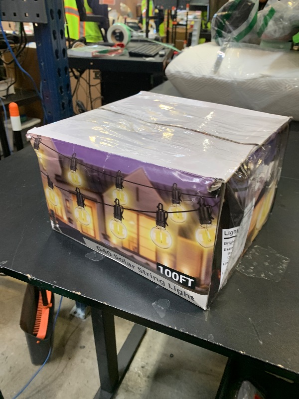 Photo 1 of 100FT Solar Lights Outdoor String Lights Waterproof G40 Patio lights Solar Powered with Remote USB Port 30+2 LED Shatterproof Bulbs 3 Light Modes, Dimmable Solar Lights for Camping for Porch Backyard