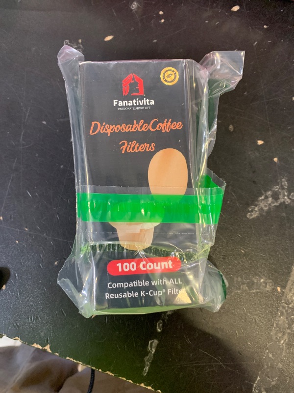 Photo 1 of 100 Count Fanativita K Cup Filters Disposable with Genius Lid Design, Fit All Reusable K Cups for Keurig (Unbleached)
