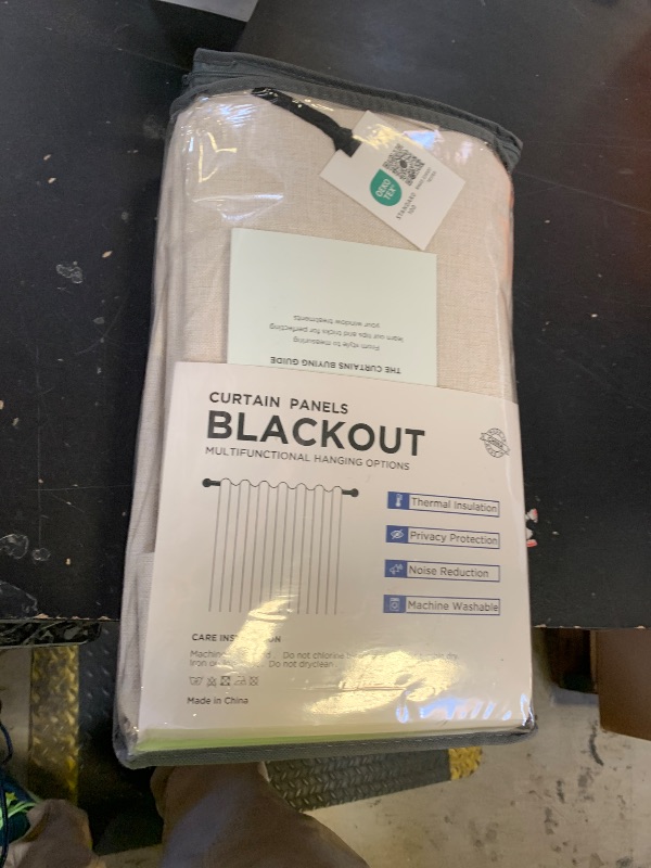 Photo 1 of 100% Blackout Shield Linen Blackout Curtains for Bedroom 96 Inches Long, Back Tab/Rod Pocket Living Room Drapes, Thermal Insulated Blackout Curtains 2 Panels Set, 50" W x 96" L,Cream