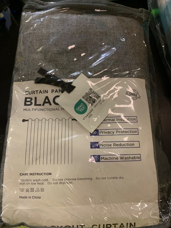 Photo 1 of 100% Blackout Shield Linen Blackout Curtains for Bedroom 96 Inches Long, Back Tab/Rod Pocket Living Room Drapes, Thermal Insulated Blackout Curtains 2 Panels Set, 50" W x 96" L, Darkgray