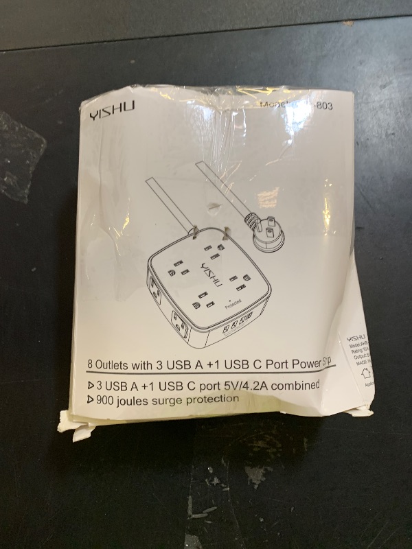 Photo 1 of 10 Ft Surge Protector Power Strip - YISHU 3 Side Outlet Extender with 8 Widely AC Outlets and 4 USB Ports, 10 Feet Extension Cord with Flat Plug, Wall Mount Desk USB Charging Station, ETL,White