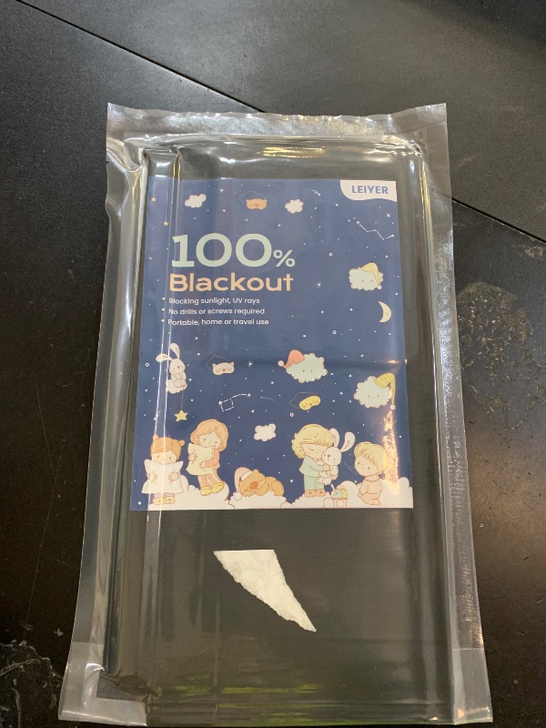 Photo 1 of 100% Blackout Curtains, Portable No Drill Window Shades, DIY Blackout Window Cover with Hook and Loop, for Bedroom, Baby Nursery, Travel, DormRoom, Apartment (34" x 54")