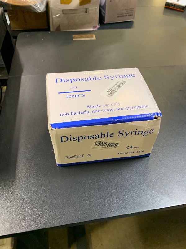 Photo 1 of 100Pack 1ml/cc Disposable Lab Syringes with 27Ga 0.5 Inch Needle, Luer Lock Design, Individually Packed