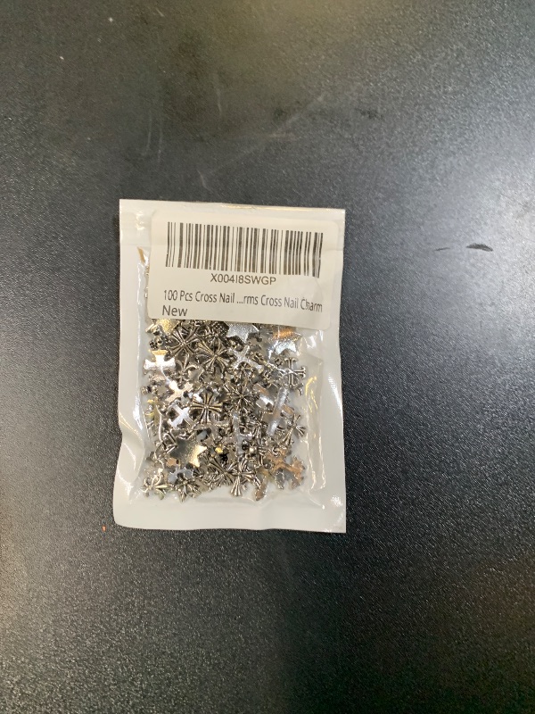 Photo 1 of 100 Pcs Cross Nail Charms and Gems – 3D Acrylic Silver Cross Charms for Nails for DIY & Professional Manicure – Easy-to-Apply & Durable Nail Decorations, Versatile for Y2K or Daily Manicure Designs