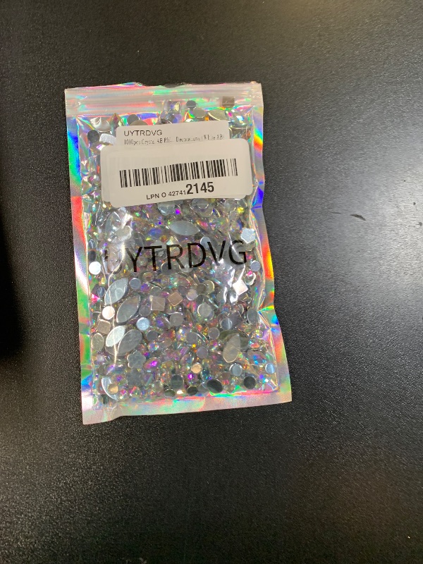 Photo 1 of 1000pcs Crystal AB Rhinestones for Crafts, Face Gems Jewels Art for DIY Costume Making Cosplay Clothes Nail Crafting Embellishments Gems Decorations (White AB)