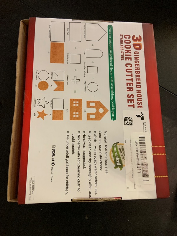 Photo 1 of 10Pcs Gingerbread House Cookie Cutters Set for Christmas Winter Holiday Baking and Decoration, Stainless Steel 3D Gingerbread House Kit for Kids Adults, Gift Package