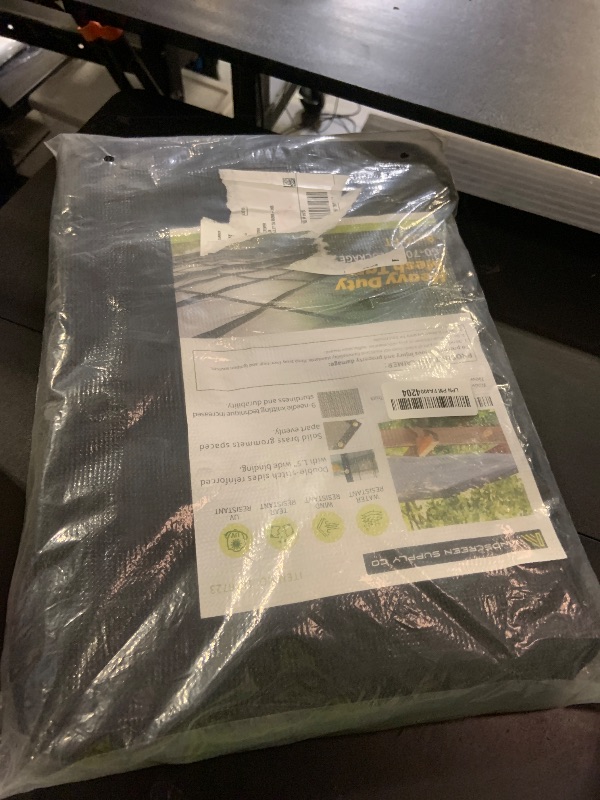 Photo 1 of [WindscreenSupplyCo] 60-70% 8 FT X 10 FT Mesh Tarp/Shade Cloth 9-Needle Knitted Heavy Duty Black with Grommets for Green House, Garden, pergola, Pools, Dump Truck - MT0810BLKX1