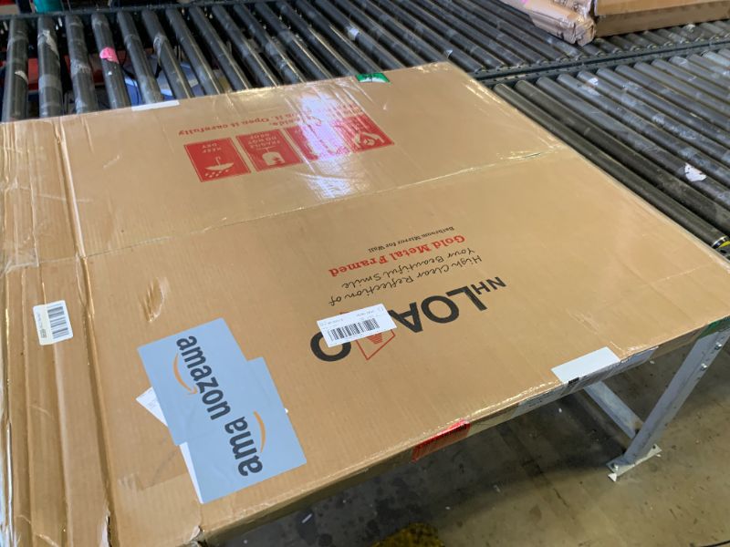 Photo 1 of LOAAO 40”X36” Gold Bathroom Mirror, Rounded Rectangle Gold Frame Mirror, Brushed Gold Bathroom Vanity Mirror Wall-Mounted, Anti-Rust, Tempered Glass, Hangs Horizontally or Vertically