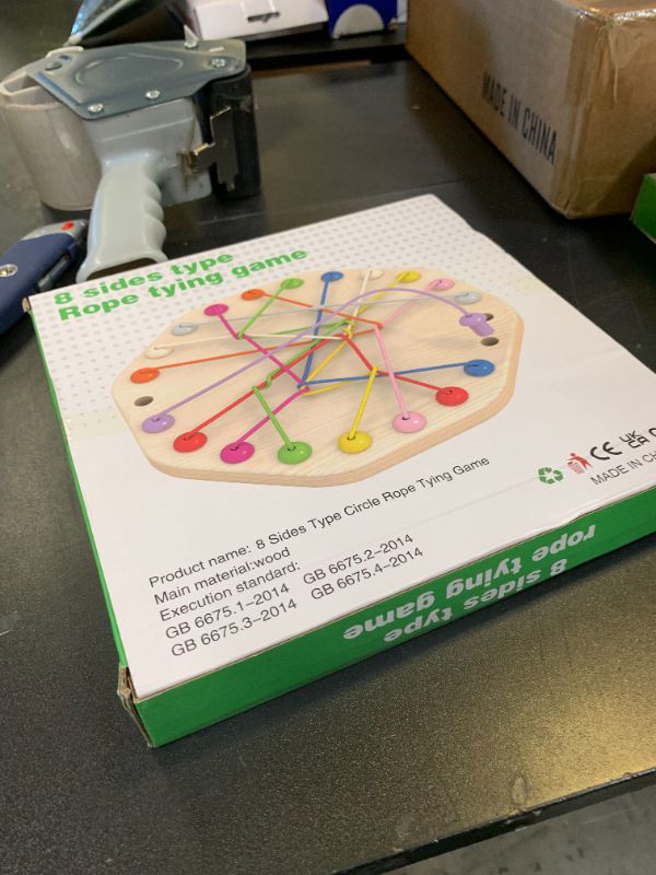 Photo 1 of 10-Piece Wooden Rope Untangling Puzzle Game–Knot Logic Board Toy for Kids & Family, Multi-Level Brain Teaser to Develop Fine Motor Skills