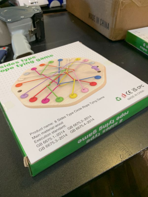 Photo 1 of 10-Piece Wooden Rope Untangling Puzzle Game–Knot Logic Board Toy for Kids & Family, Multi-Level Brain Teaser to Develop Fine Motor Skills