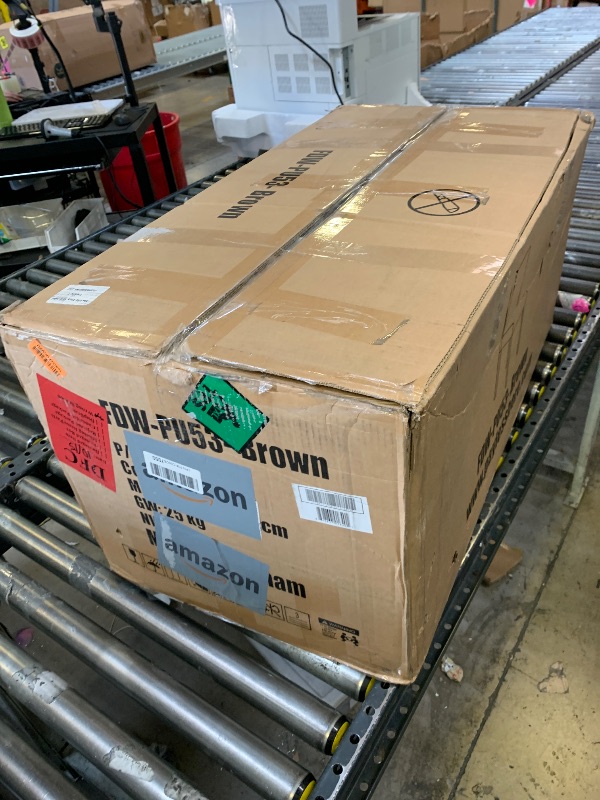 Photo 1 of (MISSING LEGS, SELLING FOR PARTS) FDW Dining Chairs Set of 4,Dining Room Chairs,Side PU Cushion Chairs with Waterproof Surface and Wood Legs,for Kitchen Restaurant and Living Room,Leather Brown