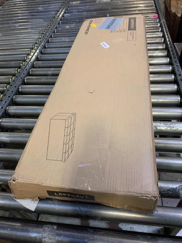 Photo 1 of SONGMICS MAZIE Collection - 43 Inches Folding Storage Ottoman Bench, Ottoman with Storage, Foot Rest Stool, Load 660 lb, for Living Room, Synthetic Leather, Brown ULSF703