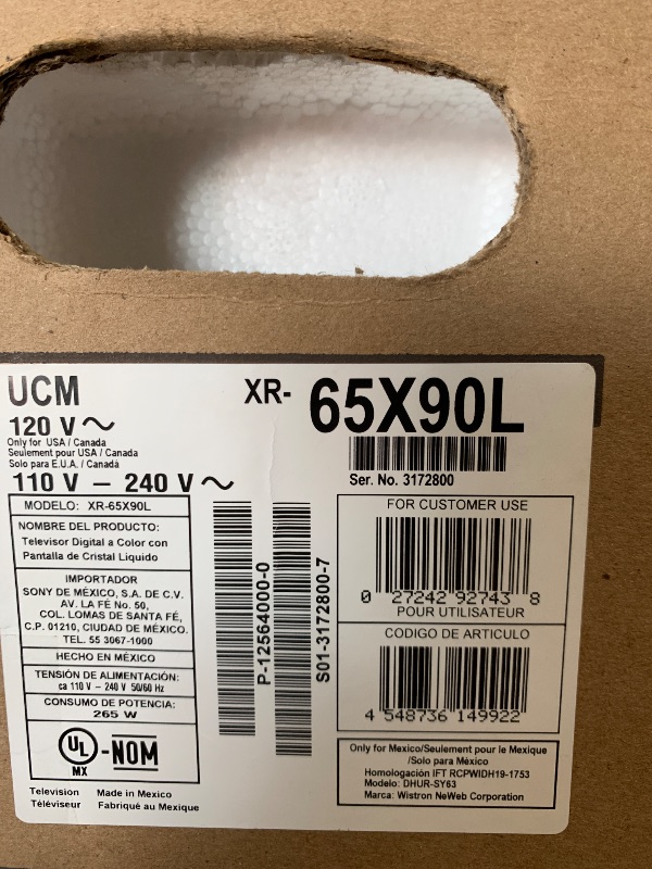 Photo 1 of **DAMAGE, SEE NOTES** Sony 65 Inch 4K Ultra HD TV X90L Series: BRAVIA XR Full Array LED Smart Google TV with Dolby Vision HDR and Exclusive Features for The PlayStation® 5 XR65X90L- Latest Model,Black