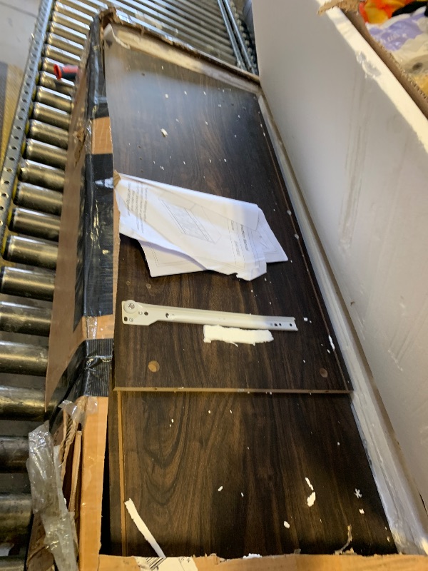 Photo 1 of Farmhouse Buffet Cabinet with Storage, Coffee Bar and Dining Room Sideboard, Dark Brown Wood with Drawers and Shelves