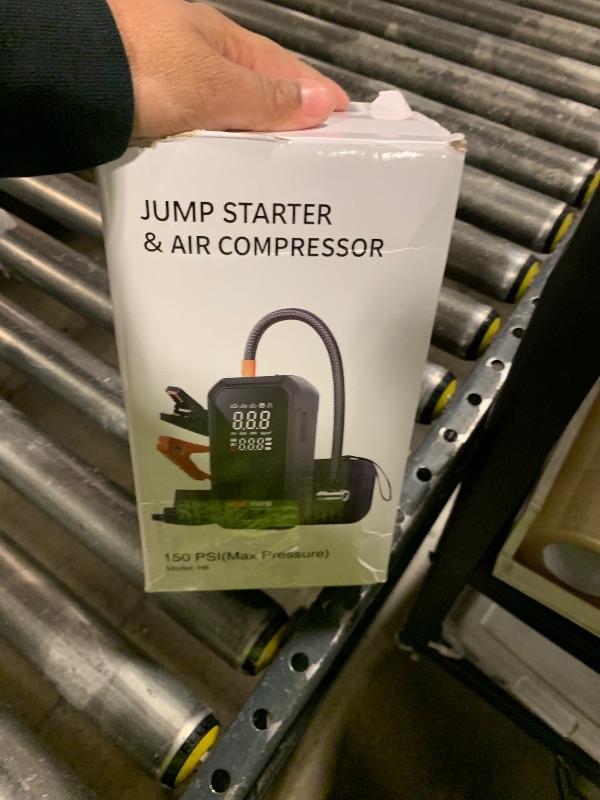 Photo 1 of 10-in-1 Jump Starter with Air Compressor 6000A 26800mAh 160PSI Portable Car Battery Jump Starter (All Gas/12L Diesel), 12V Jump Box Car Battery Jumper Starter Portable Jumper Cables, Lights