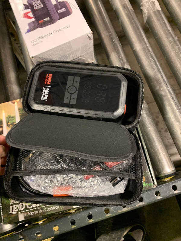 Photo 1 of 10-in-1 Jump Starter with Air Compressor 6000A 26800mAh 160PSI Portable Car Battery Jump Starter (All Gas/12L Diesel), 12V Jump Box Car Battery Jumper Starter Portable Jumper Cables, Lights