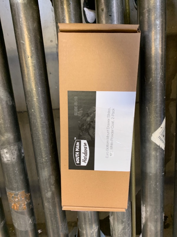 Photo 1 of 10" Bottom-Mount Drawer Slide Kit, Steel Tracks, 1.2 mm Thick, 20-Pair, White Powder Coat Finish