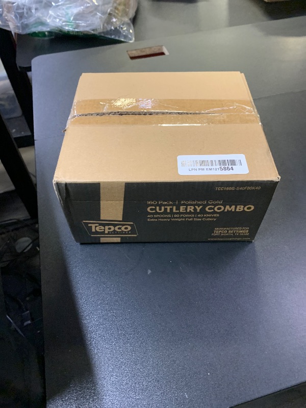 Photo 1 of 160 Silverware Set - Disposable Flatware - 80 Plastic Forks, 40 Plastic Spoons, 40 Cutlery Knives - Heavy Duty for Party Bulk Pack (Gold)