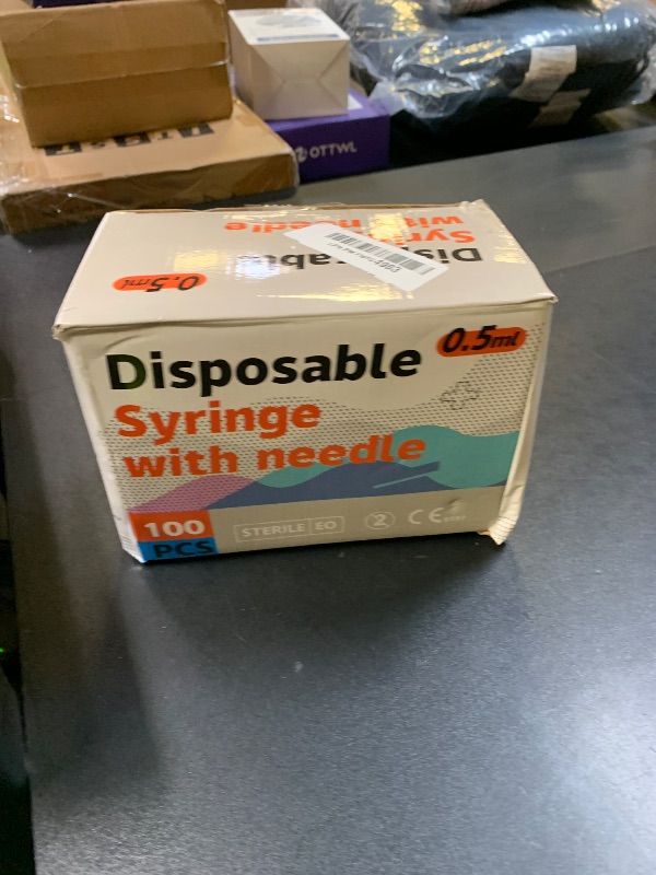 Photo 1 of 0.5ML Syringe, Lab Supplies Syringes 31G 5/16 Inch, Individually Wrapped, Pack of 100