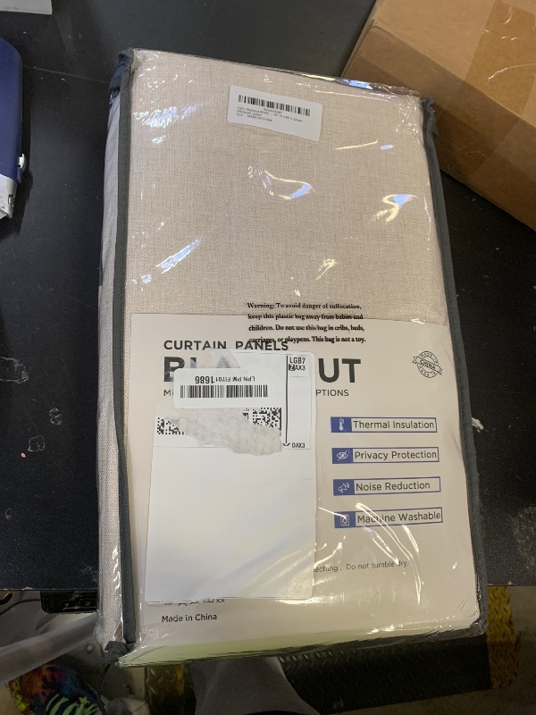 Photo 1 of 100% Blackout Shield Linen Blackout Curtains for Bedroom 96 Inches Long, Back Tab/Rod Pocket Living Room Drapes, Thermal Insulated Blackout Curtains 2 Panels Set, 50" W x 96" L,Cream